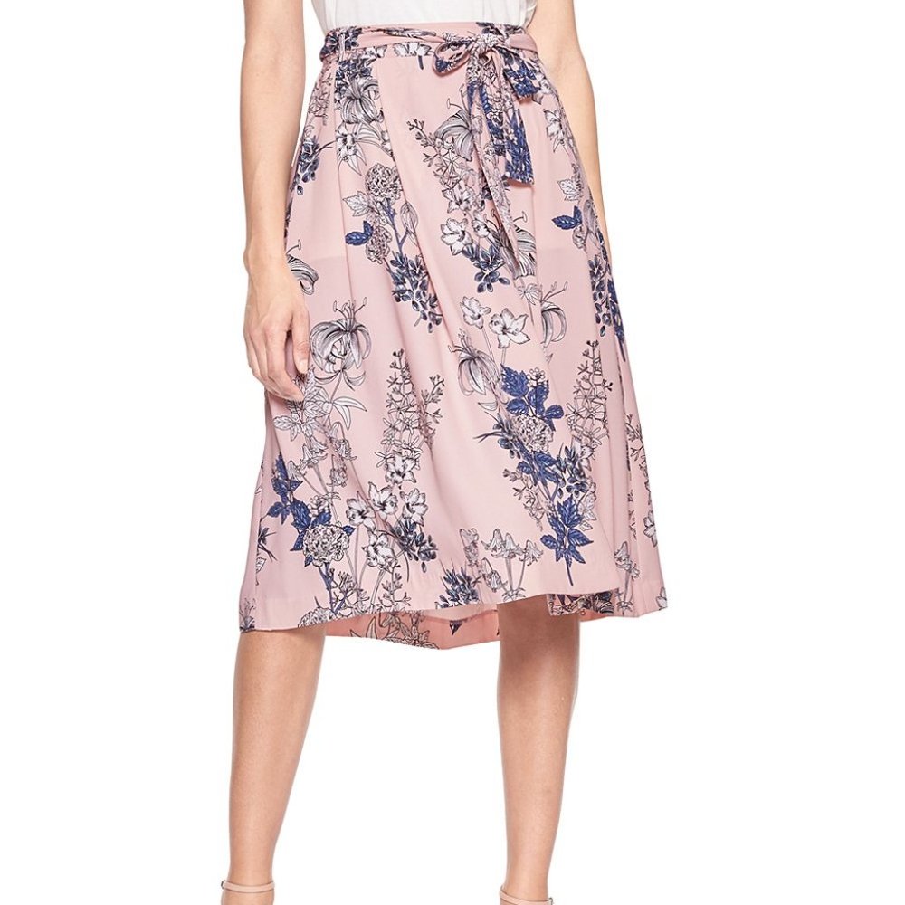 Banana Republic Pink Floral Midi Skirt, Size 8